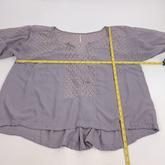 Free People Pullover Top shirt purple lavender Size Small oversized Lace Tassel - Picture 11 of 16